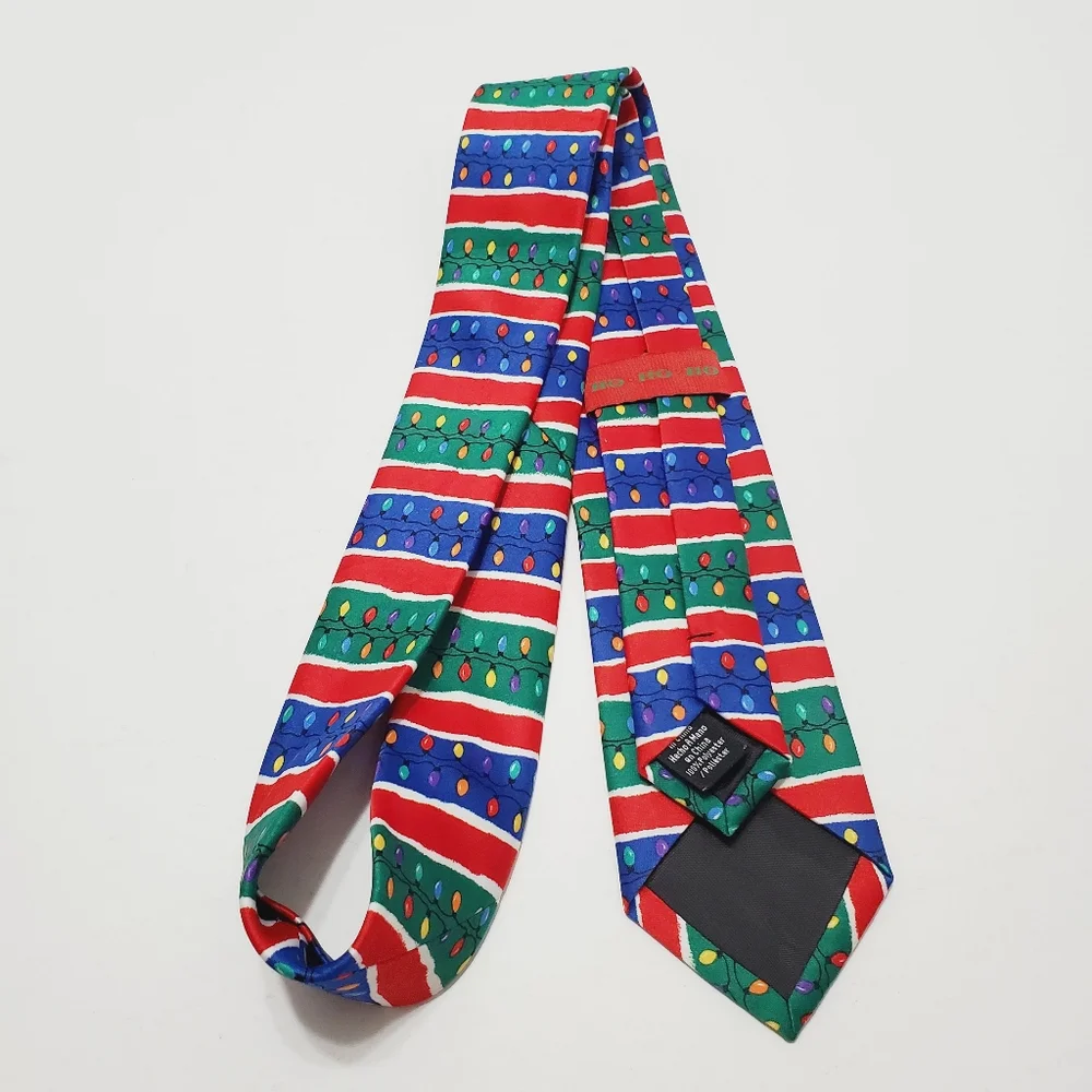 Hohoho Necktie Multicolor Geometric Pattern Boy's Christmas Neck Tie 48x2.25